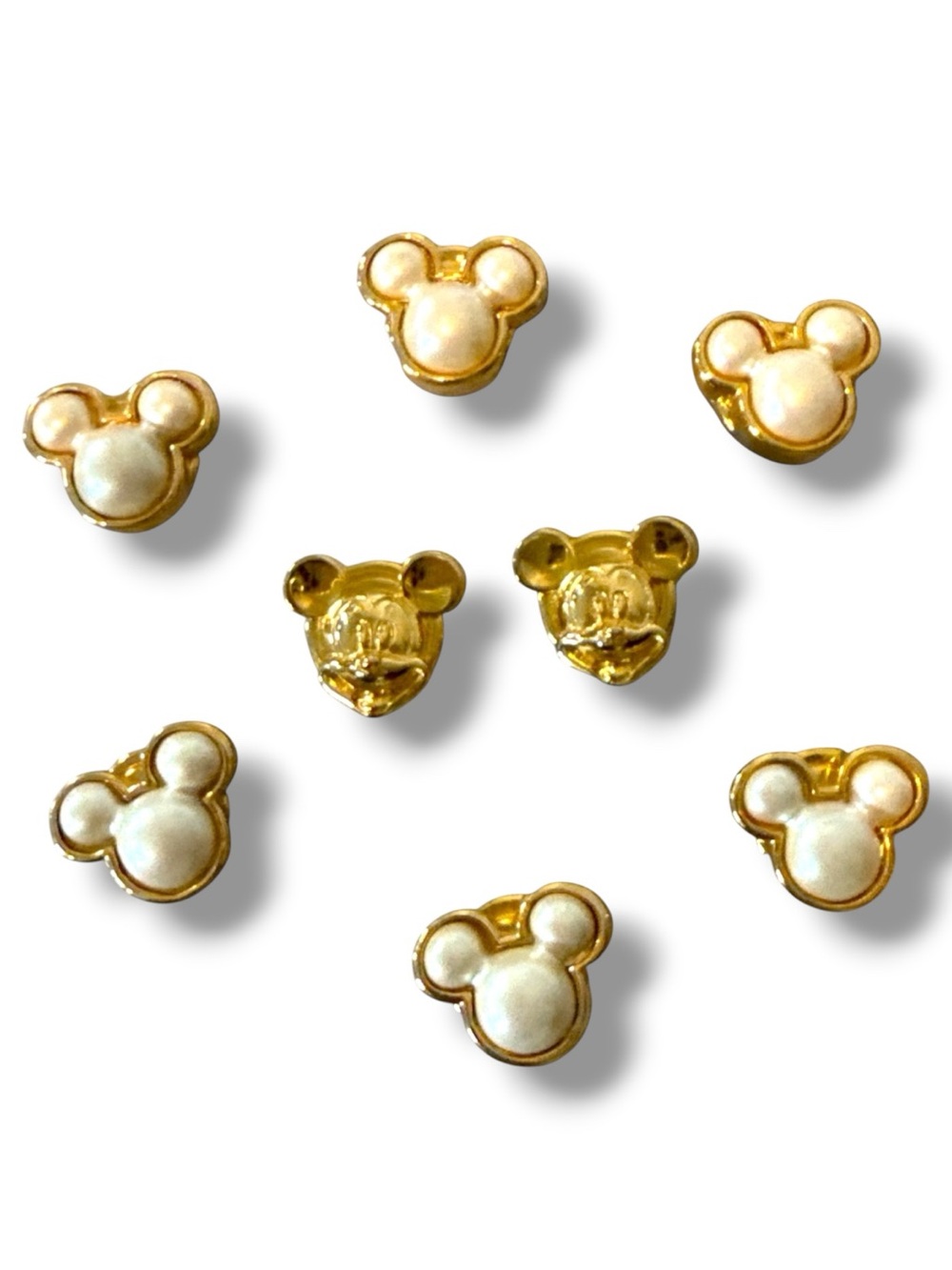 Vintage Disney Mickey Mouse 6 Gold & Pearl 2 All Gold Button Covers Lot of 8